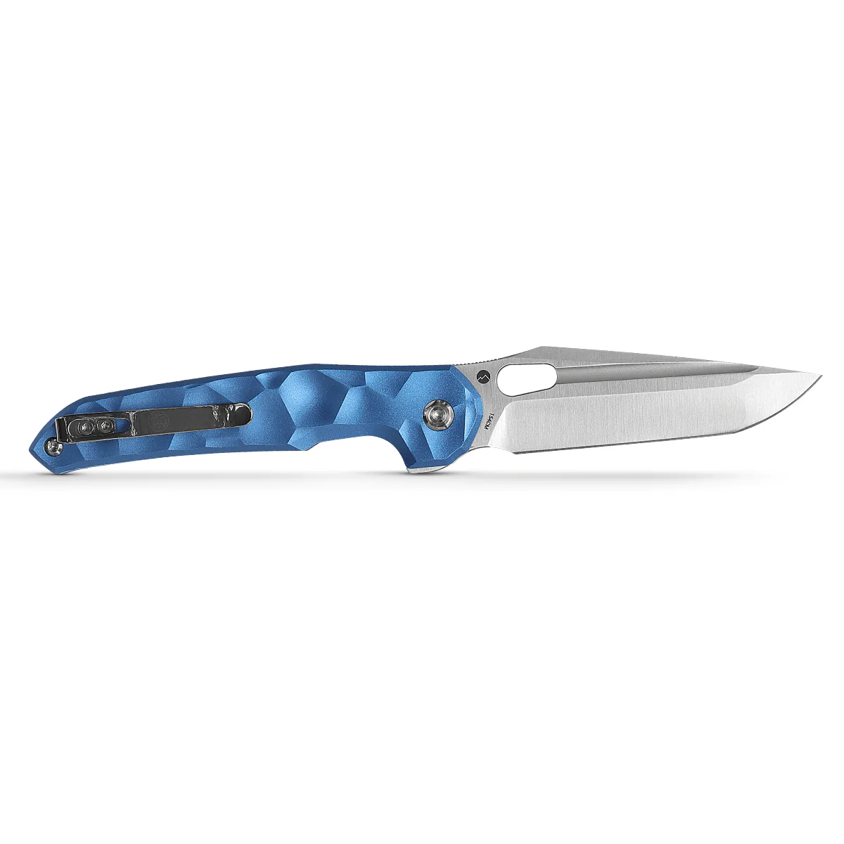 WMK EXCLUSIVE VOSTEED THUNDERBIRD TREK LOCK FLIPPER POCKET KNIFE SCULPTED BLUE ALUMINUM HANDLE STONEWASHED 154CM TB34VTA2L - Image 3