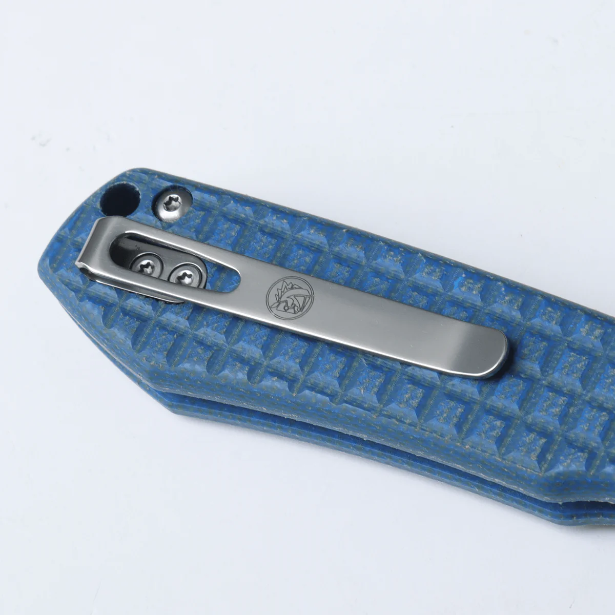 WMK EXCLUSIVE VOSTEED RACCOON BUTTON LOCK FOLDING KNIFE BLUE MICARTA FRAG PATTERN HANDLE 14C28N PLAIN EDGE RC3SVM17 - Image 7