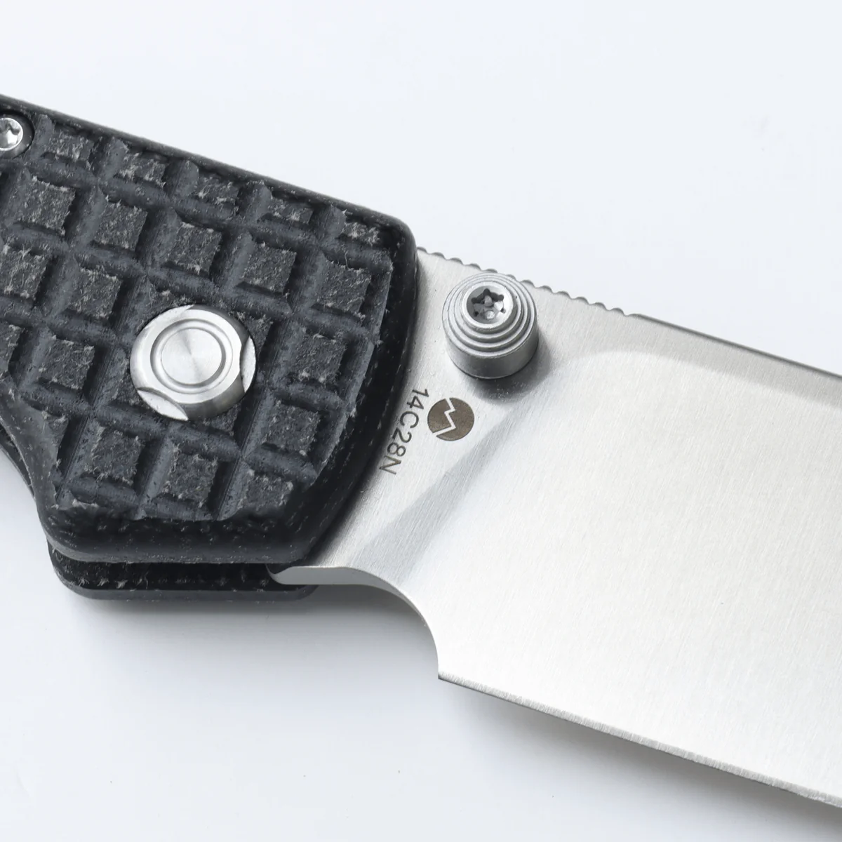 WMK EXCLUSIVE VOSTEED RACCOON BUTTON LOCK FOLDING KNIFE BLACK MICARTA FRAG PATTERN HANDLE 14C28N PLAIN EDGE RC3SVM13 - Image 8